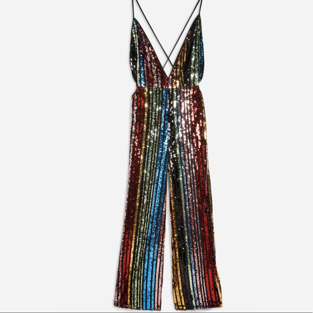 Rainbow Sequin Jumpsuit TopShop